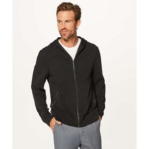 Mens Large Lululemon Cross Cut Hoodie Black Zip Sweatshirt EUC Dark Black Terry